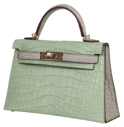 Hermès Kelly 20 Horse Shoe Stamped Sellier Mississippiensis Alligator Matte Bi-Colour