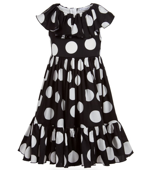 Dolce & Gabbana Kids 12Y Black & White Silk Dress