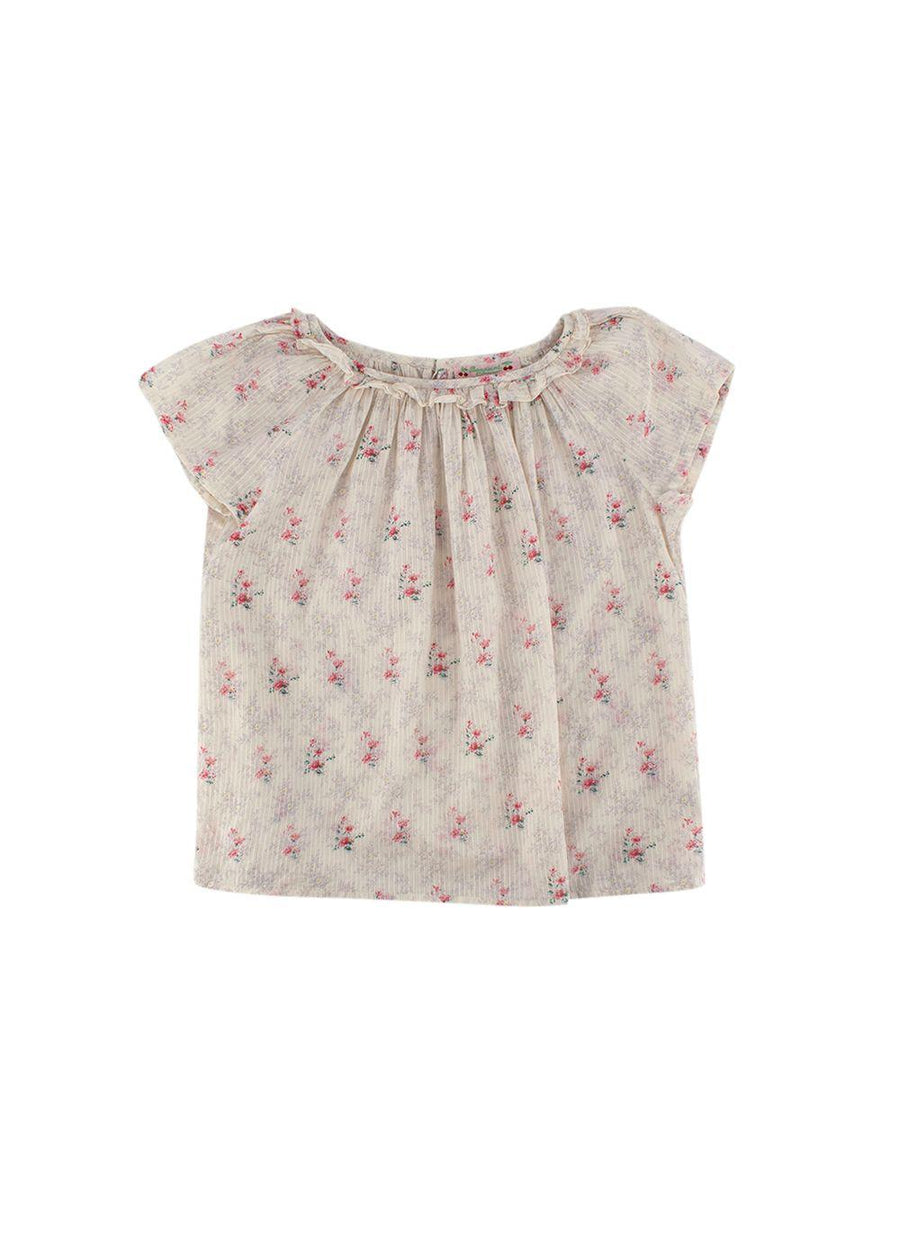 Kids 8Y Ivory Floral Striped Top