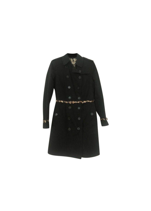 black cotton gabardine short trench coat