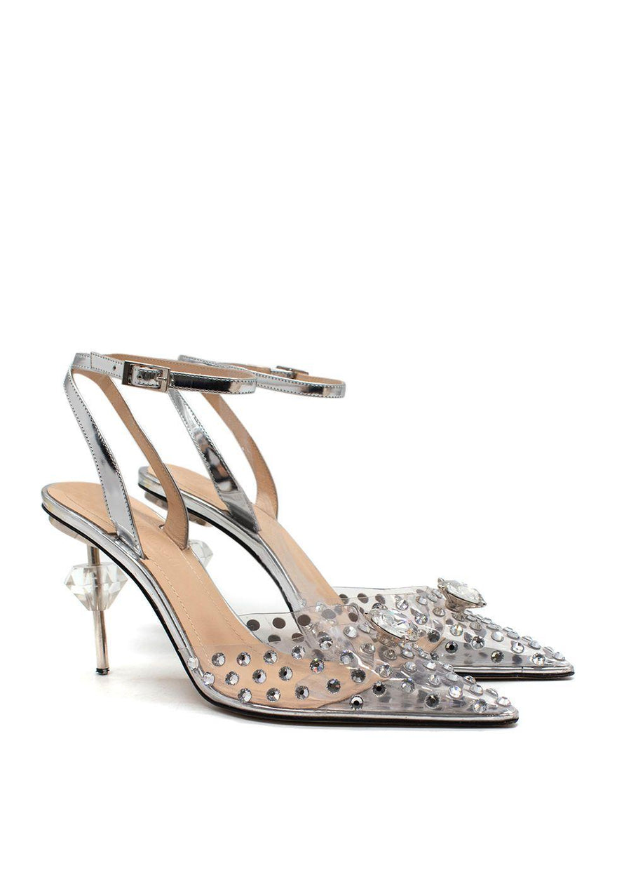 Mach & Mach Perspex Crystal-Embellished Stiletto Pumps