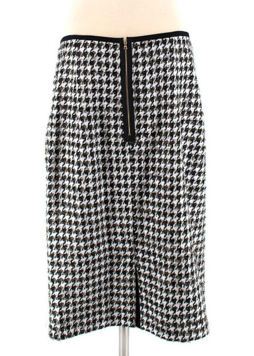 Erdem Safia metallic houndstooth cotton-blend tweed pencil skirt