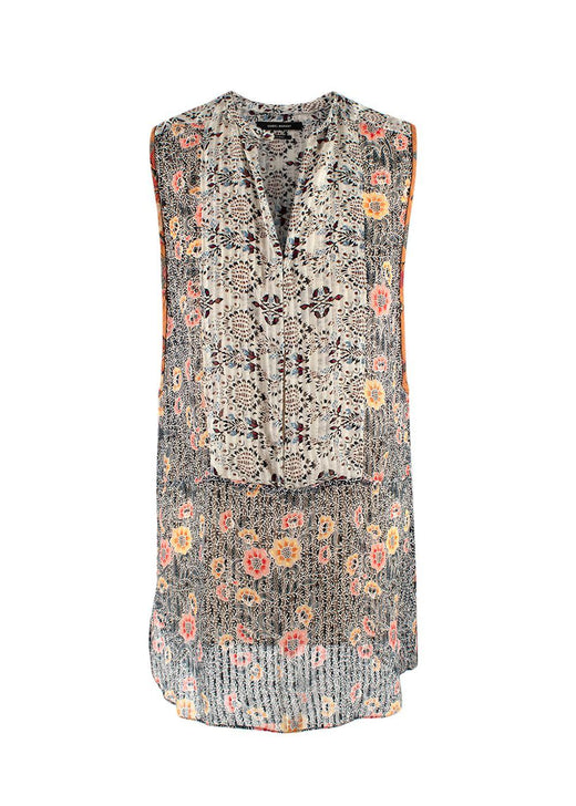Isabel Marant Silk Floral Print Sleeveless Blouse