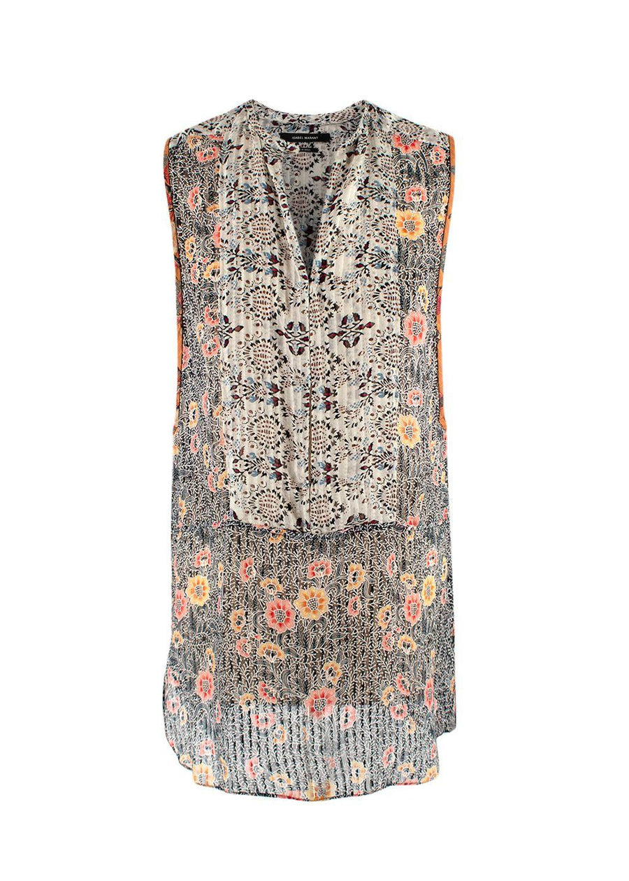 Isabel Marant Silk Floral Print Sleeveless Blouse