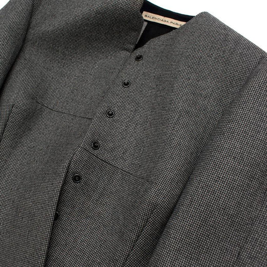 Balenciaga Wool Houndstooth Structured Crop Jacket