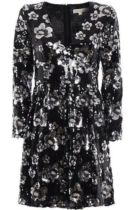 Michael Kors SEQUIN embellished BLACK floral dress