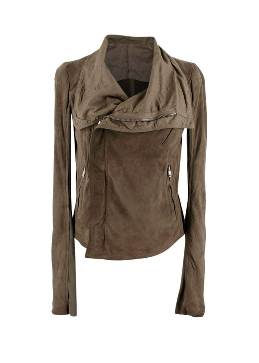 Rick Owens Khaki Suede Zip Jacket