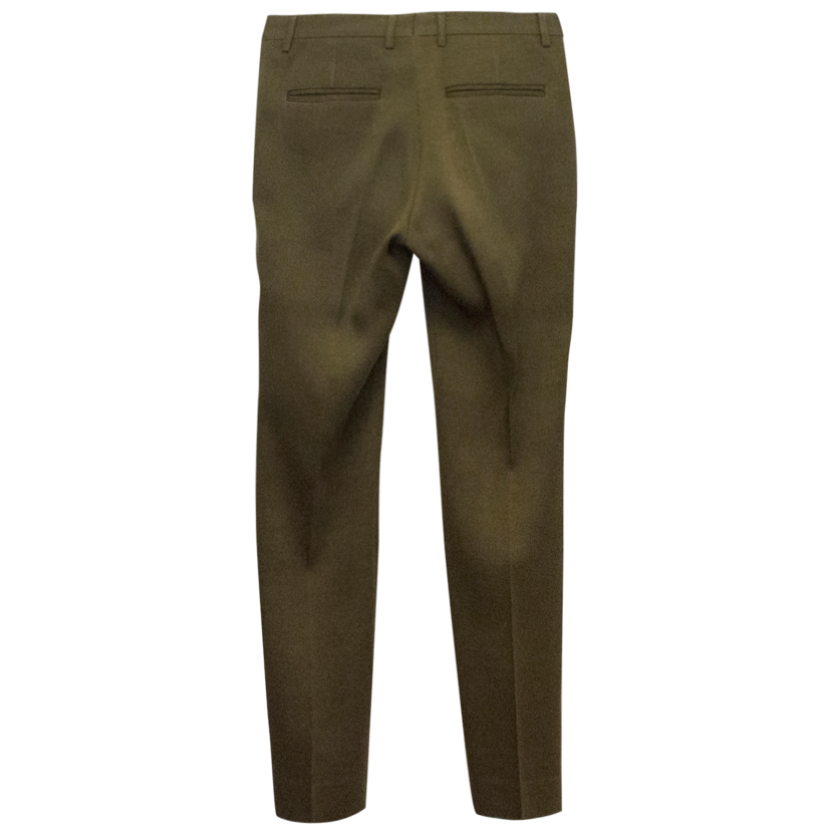 Burberry Prorsum Olive Green Wool and Silk Blend Trousers