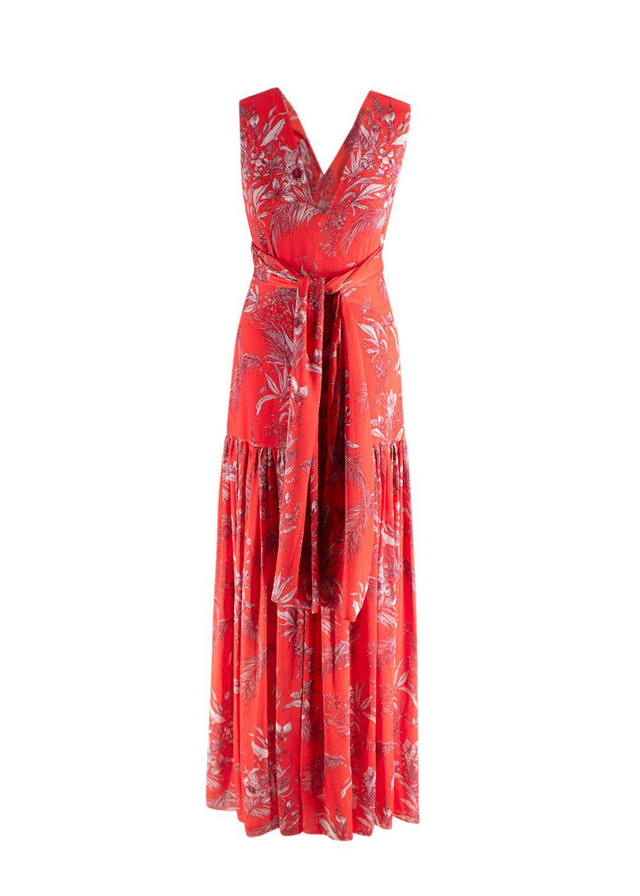 Alexis Orange Print Belaya Dress with Self Tie Back