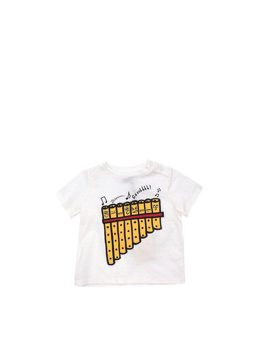 Kids 3-6m White Cotton Pan Pipes T-Shirt