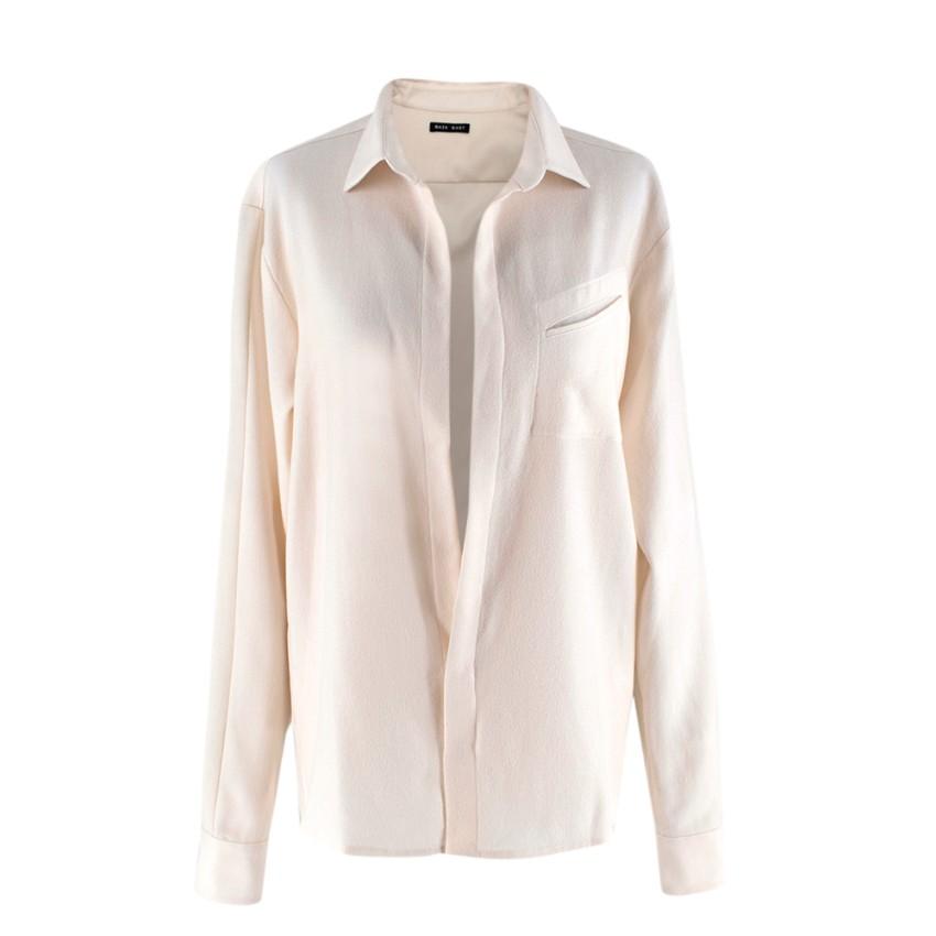 Baja East Cream Wool-Crepe Point Collar Blouse
