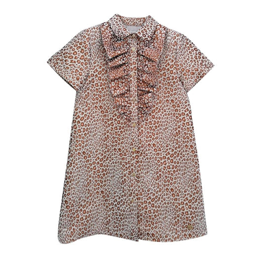 Roberto Cavalli Junior 10Y Animal Print Ruffle Front Dress