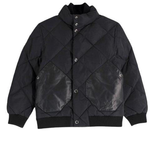 Louis Vuitton Kid's Black Quilted Jacket With Leather Pockets