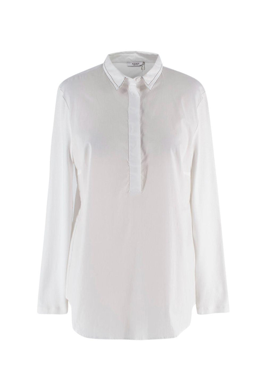 Peserico White Cotton Beaded Shirt