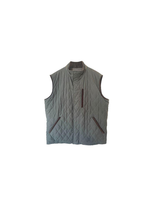 Green quilted polyester & cashmere reversible gilet