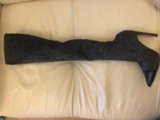 Black 115 Lurex & Leather Thigh Boots