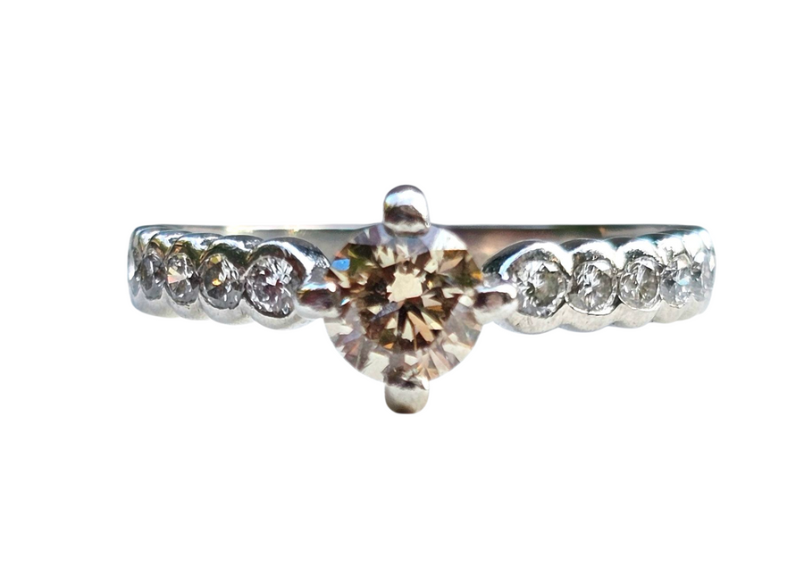 Bespoke Vintage Champagne Diamond Solitaire Ring