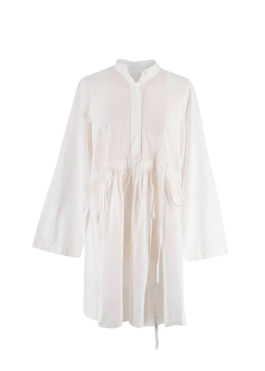 Chloe Drawstring White Cotton Tunic Dress