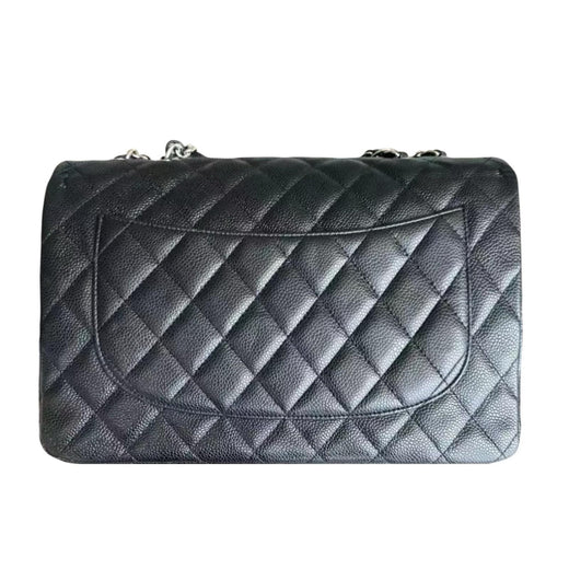 Classic Black Quilted Caviar Jumbo Single Flap
