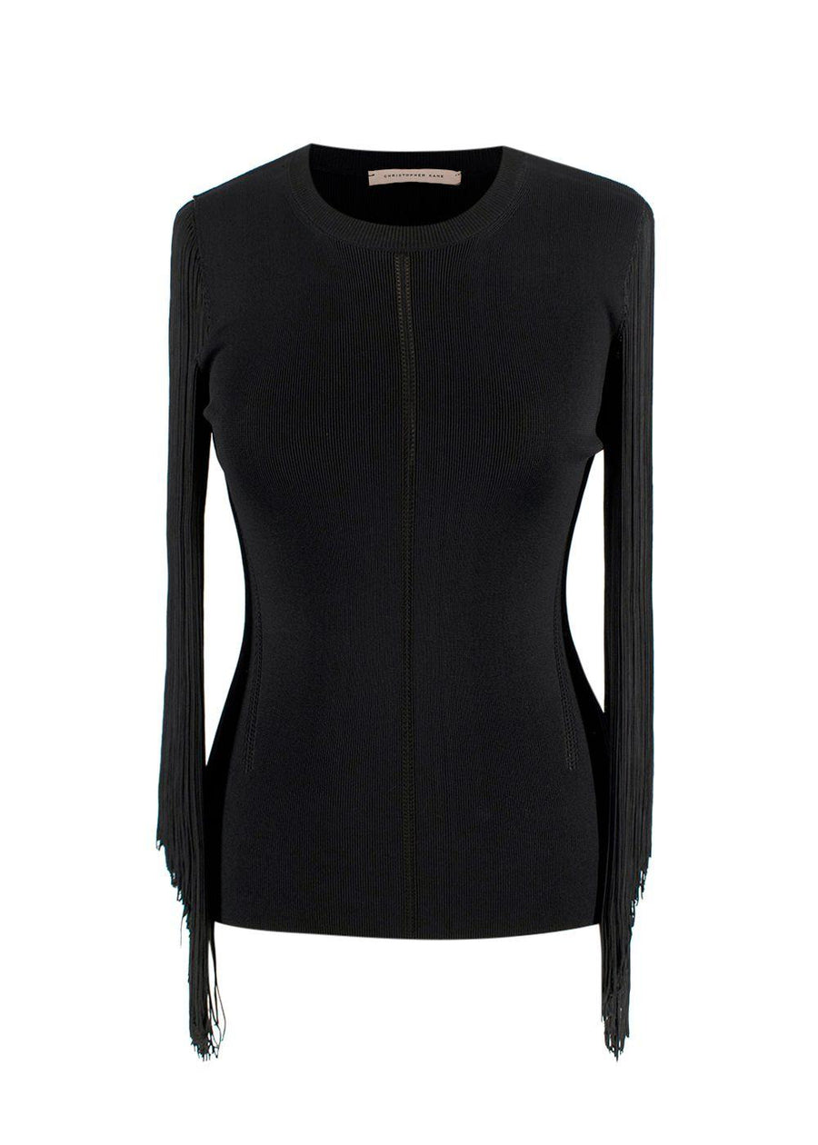 Christopher Kane Black Tassel Sleeved Top