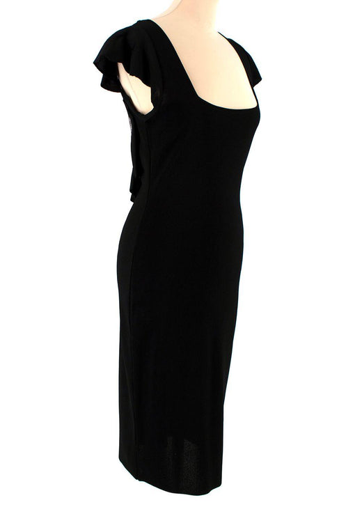 Valentino Lace Panelled Short Sleeved Black Midi Dress
