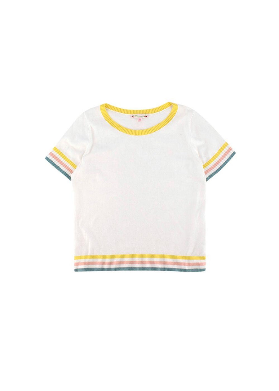 Kids 12Y Candy Stripe Trim Knit Top