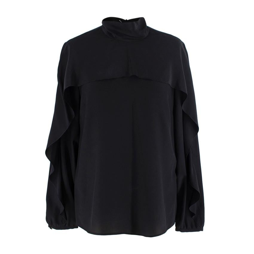 Red Valentino Black Silk Crepe Ruffled Blouse