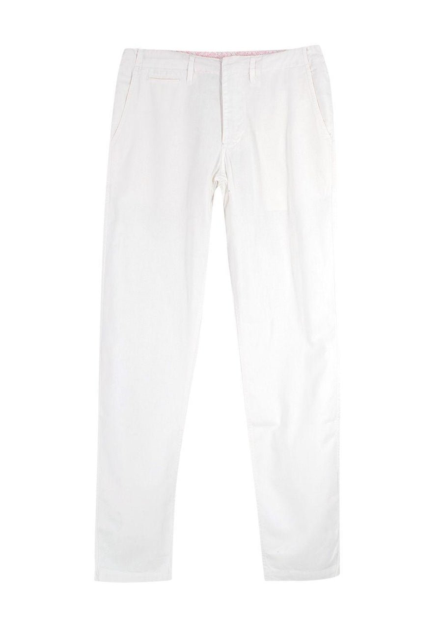 Pink House Mustique White Linen-blend Trousers