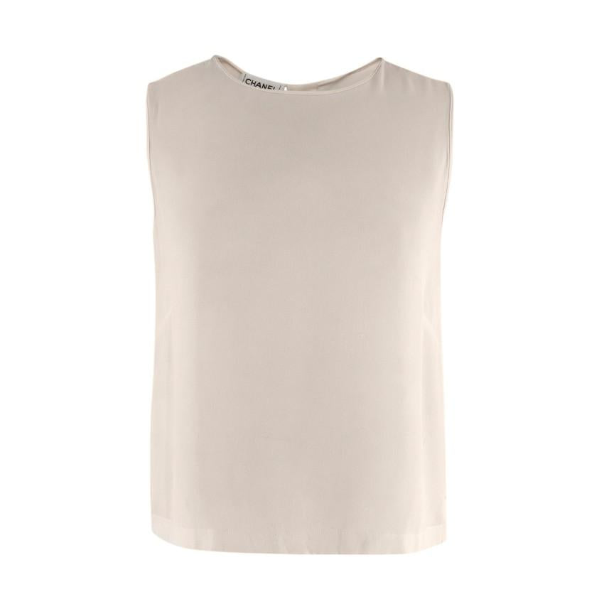 Chanel Cream Silk Sleeveless Shell Top