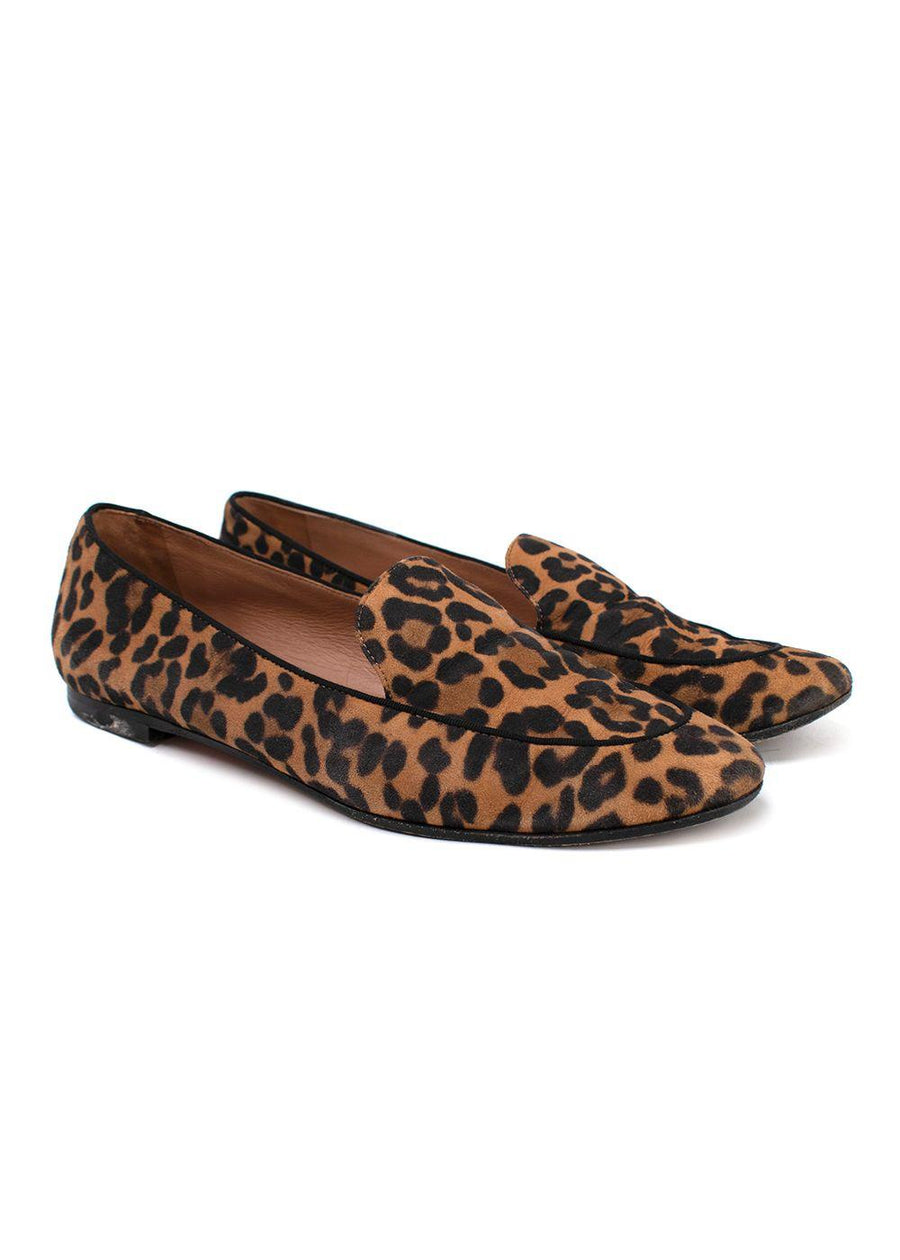Aquazzura Leopard Print Suede Loafers