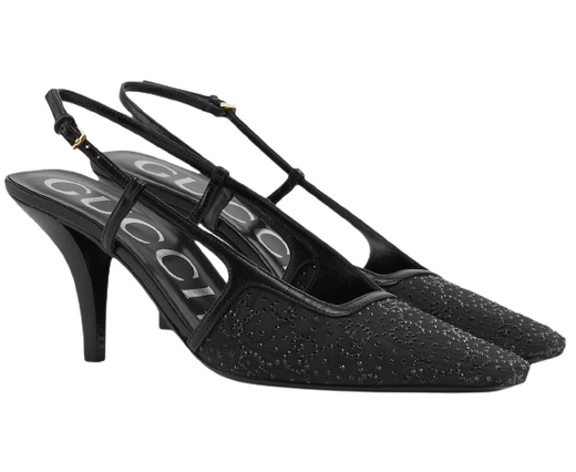 Gucci Crystal GG Slingback 75mm Pump