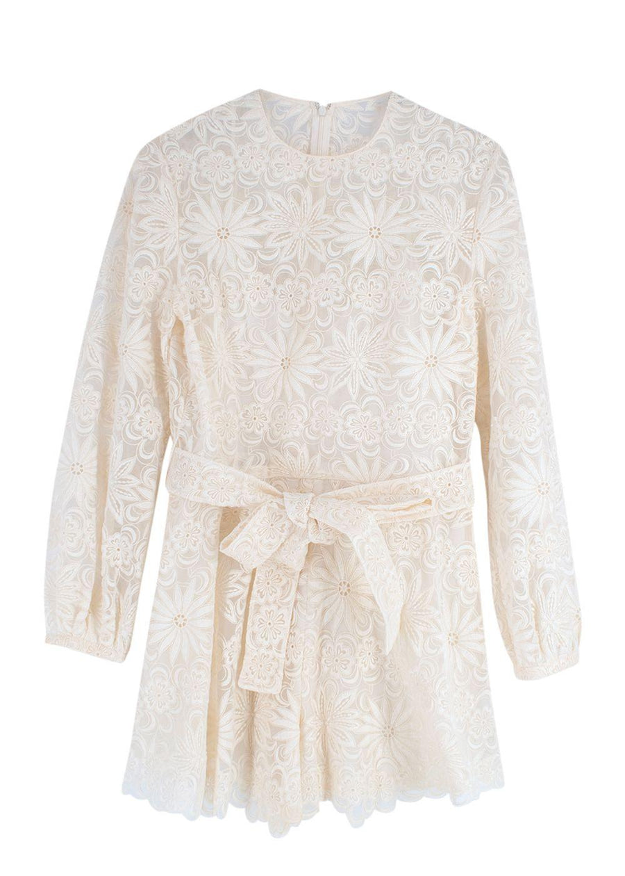 Ivory Floral Embroidered Playsuit