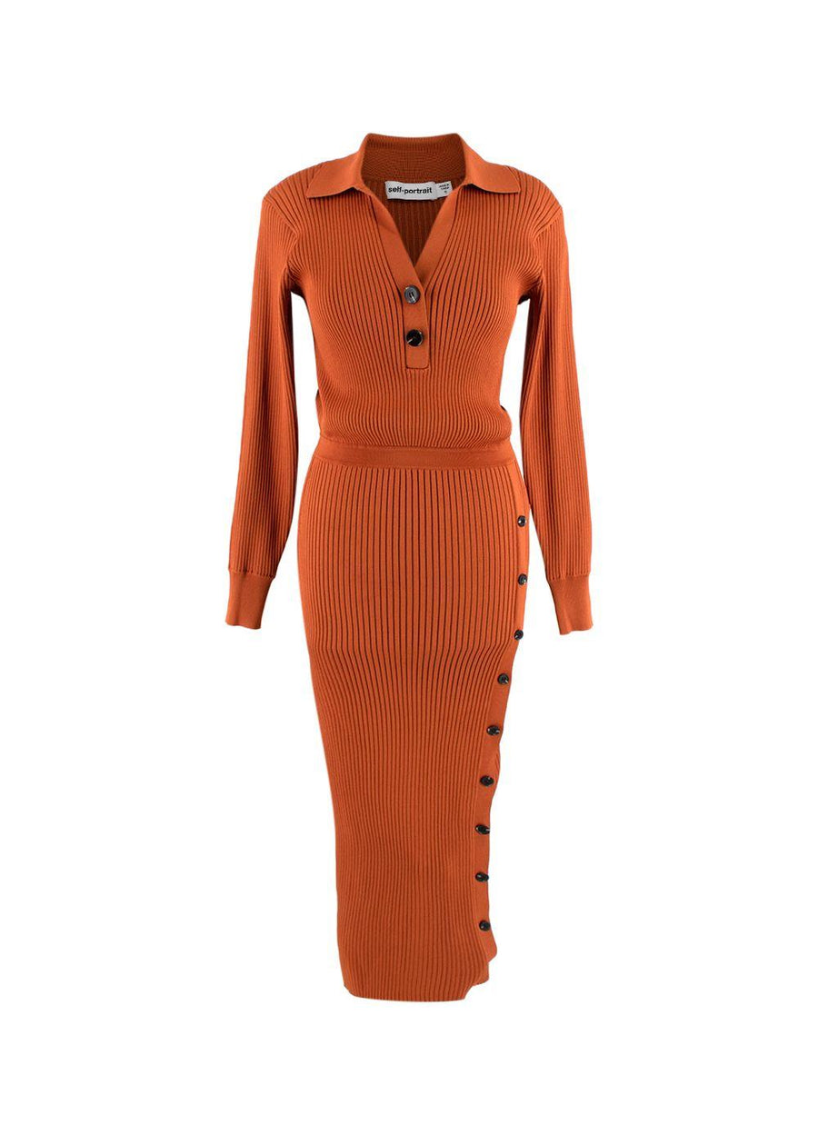 Rib Knit Polo Midi Dress