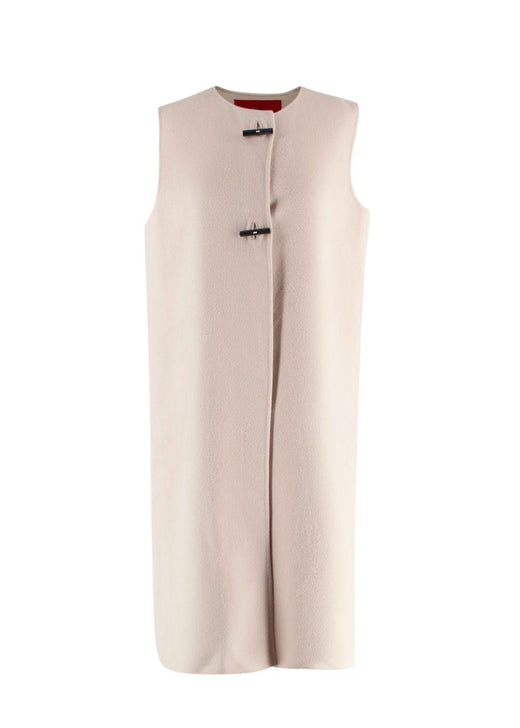 Carolina Herrera Beige Sleeveless Longline Wool Gilet