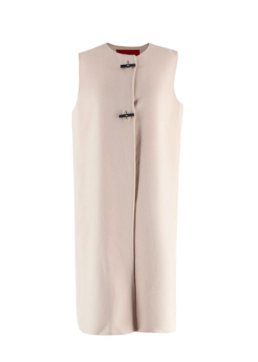 Carolina Herrera Beige Sleeveless Longline Wool Gilet