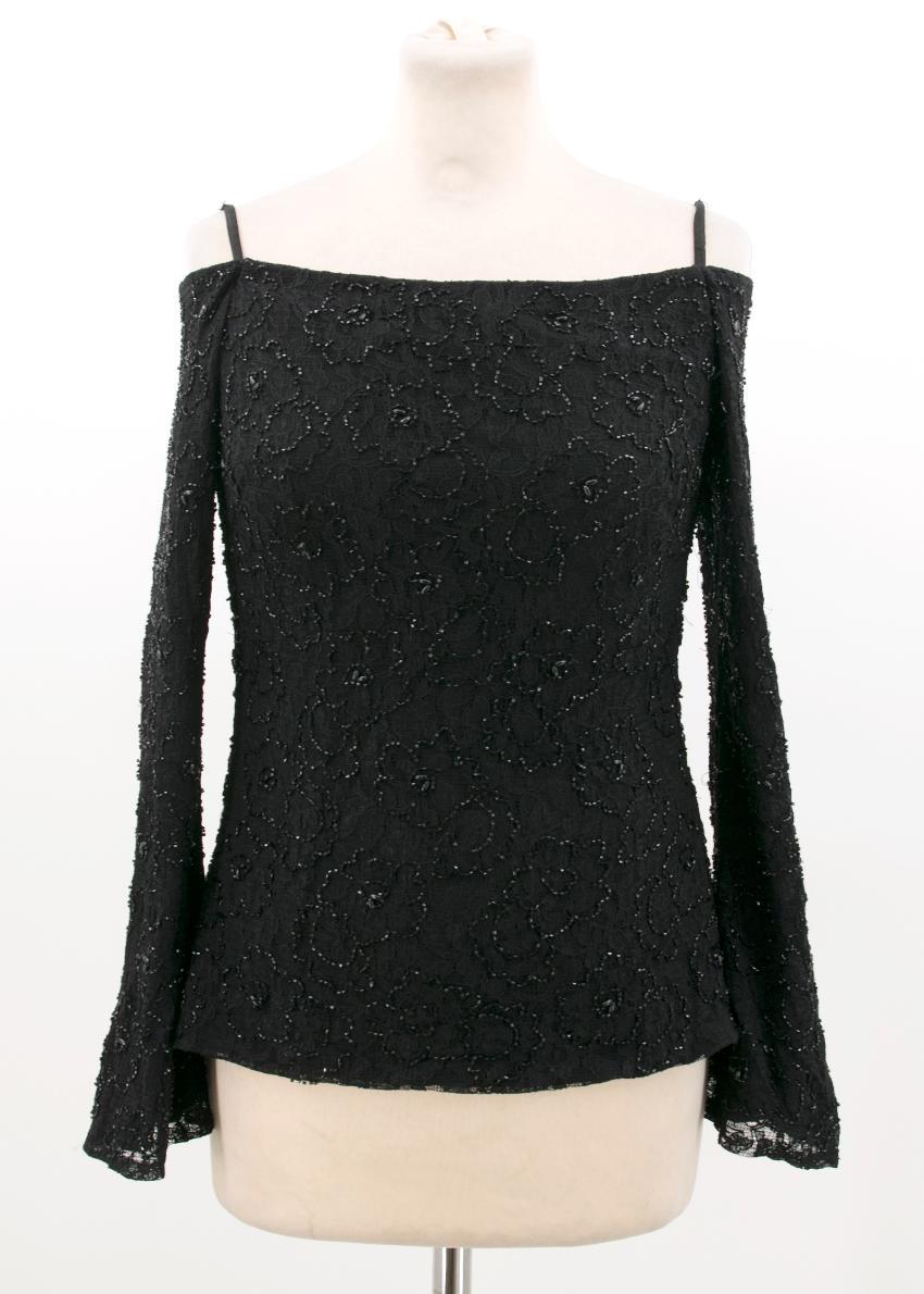 Basix Black Label Beaded Lace Top