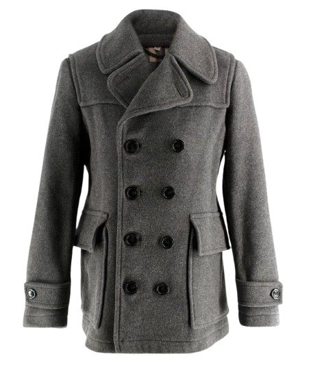 Burberry Grey Wool Double Breated Jacket/coat
