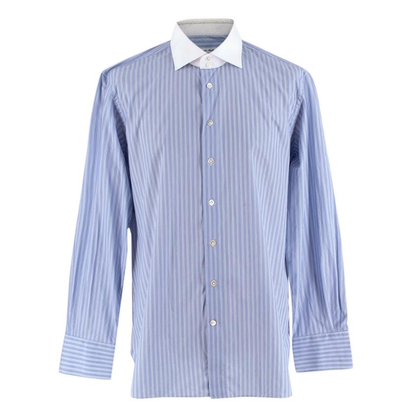Emanuele Maffeis Blue Cotton Long Sleeve Tailored Shirt