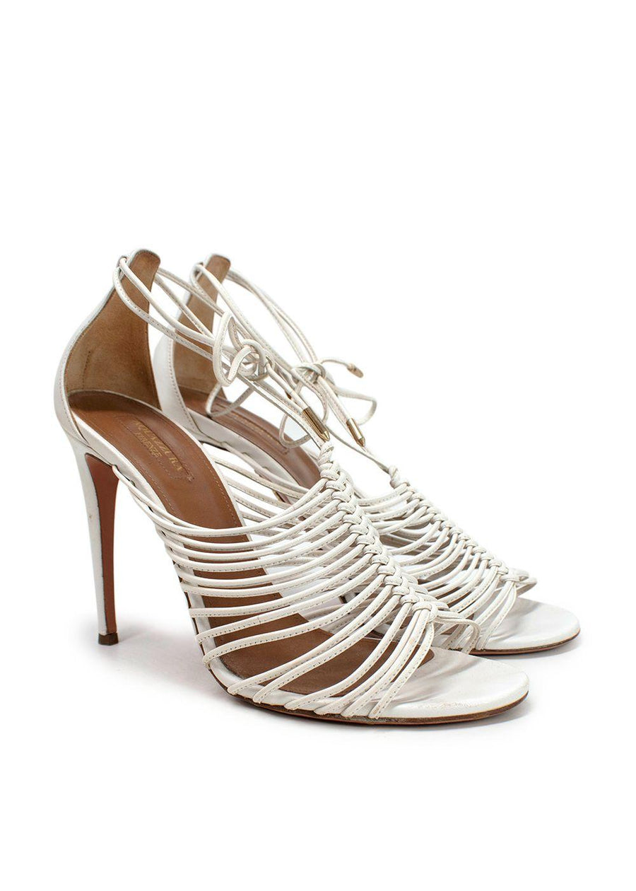 Aquazzura White Leather Nadja Heels