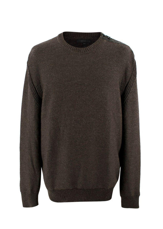 Belstaff Brown Zipped Shoulder Wool Jumper