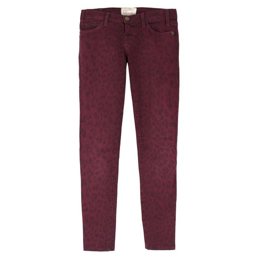 Current Elliott Burgundy Leopard Print Skinny Jeans