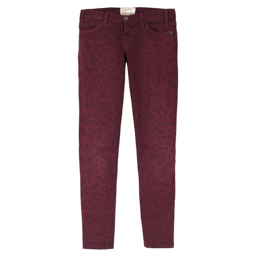 Current Elliott Burgundy Leopard Print Skinny Jeans