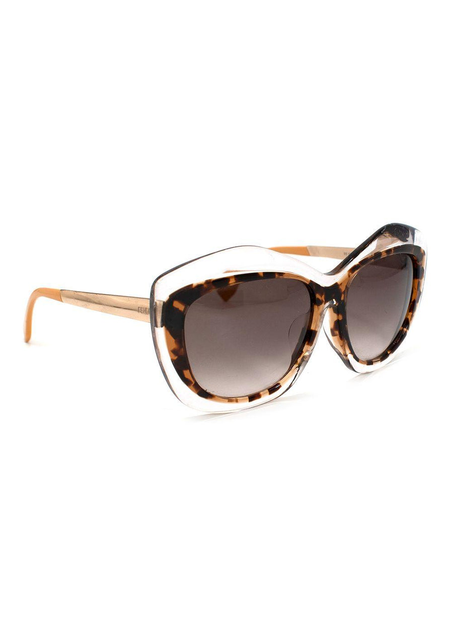 Fendi Brown Tortoise Shell Cat Eye Gradient Sunglasses