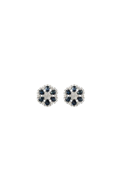18ct white, diamond & sapphire stud earrings
