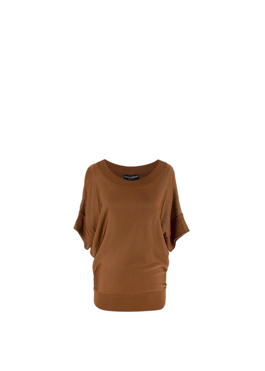 Chocolate Brown Fine-Knit Batwing Sweater