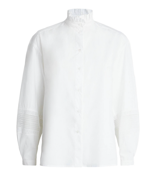 Claudie Pierlot Cotton Broderie Anglaise-Trim Shirt