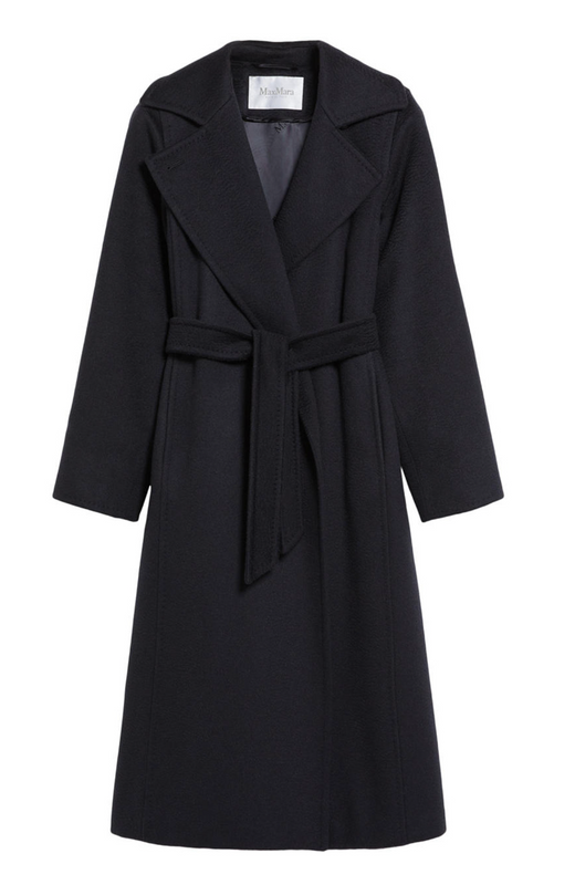 Black Wool Belted Coat