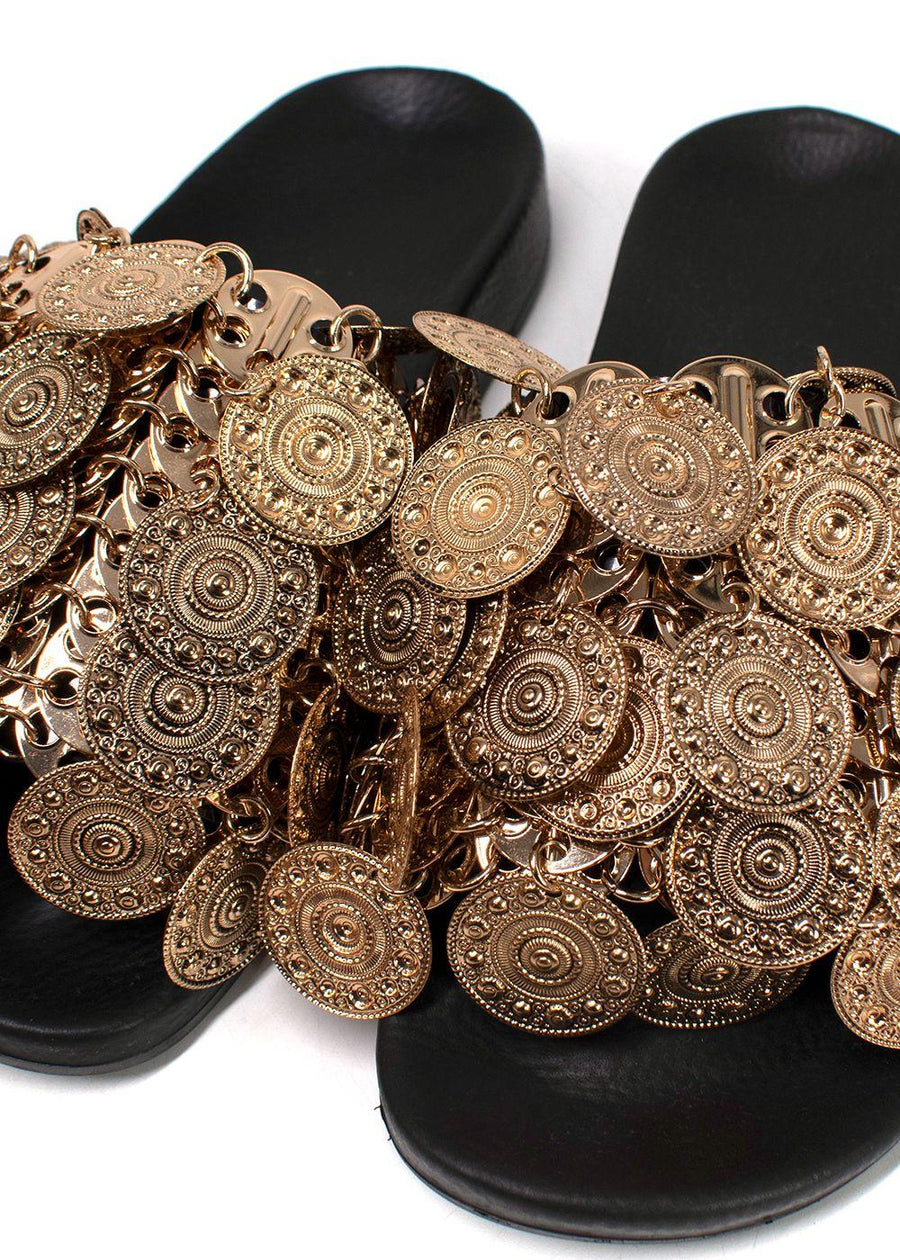 Paco Rabanne Tresor embellished leather slides