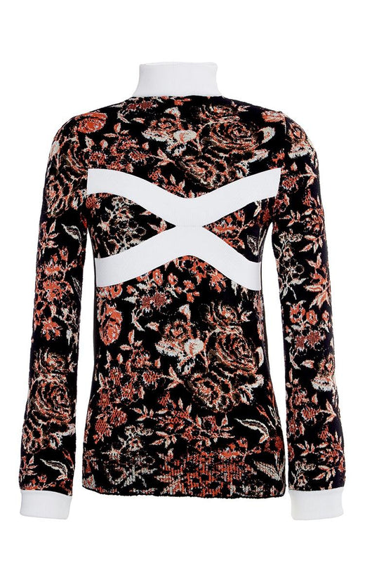 JW Anderson Black Multicolor Floral Mock Neck Sweater