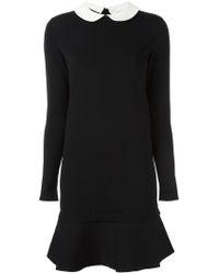 VALENTINO BLACK KNIT DRESS WITE PETER PAN COLLAR SZ M